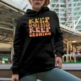 thumbnail image 2 of Keep Going, Keep Growing, Encouragement Quote, Groovy Retro Wavy Text Merch Gift, Black Hooded Sweatshirt or Hoodie, XL, 2 of 5