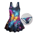 thumbnail image 6 of Uourmeti Girls' Luminous Neon Butterfly Galaxy Swim Dress - Sleeveless Skirted One-Piece Bathing Suit, Quick Dry Stretch Swimwear for Beach & Pool, 3-13 Years, 6 of 8