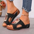 thumbnail image 2 of Dakaela Orthopedic Wedge Sandals for Women 2026 Open Toe Wide Width Comfortable Platform Summer Beach Vacation Slides Shoes Size 6-10 Black, 2 of 9