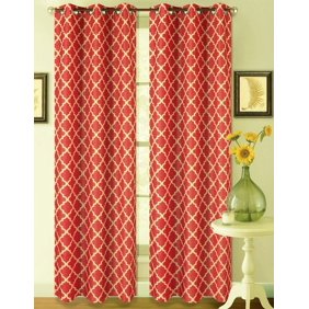 22 Two Tone Geometric 1 Panel Red White Thermal Foam Lined Modern