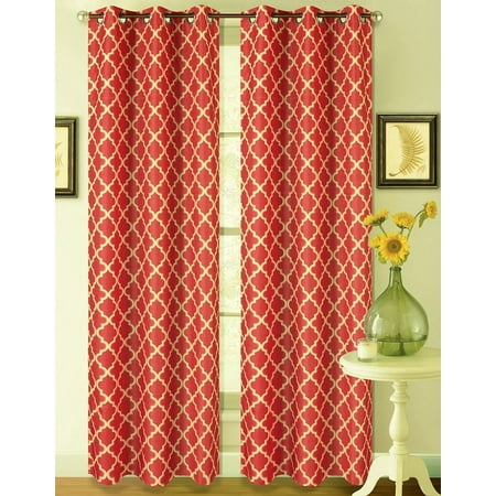 22 Two Tone Geometric 1 Panel Red White Thermal Foam Lined Modern