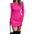 thumbnail image 1 of Innerwin Robe Chandail Col Rond Femme chandail-Over Chandail Hiver Manches Longues Élégante Mini Robes Rose Rouge 2TG, 1 of 3