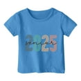 thumbnail image 4 of MIXUE Girls Tops & T-Shirts Kids Summer Letter Print Round Neck Short Sleeve Fashion Casual Back To School Tee Shirts Sportwear,Blue,6-7 Years, 4 of 4