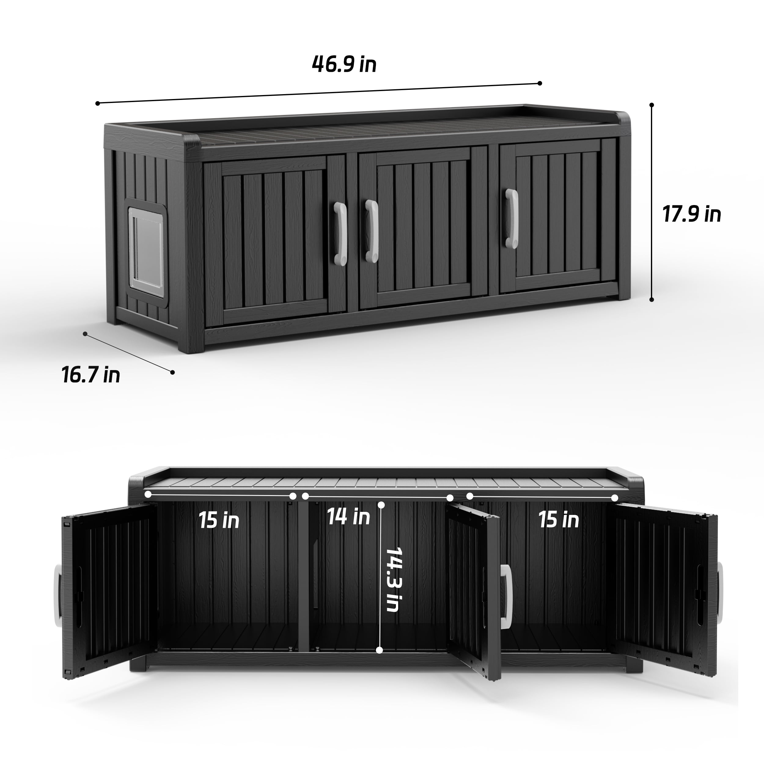 EasyUp Resin Space-Saving Hidden Cat Litter Box Enclosure for Small Spaces & Home Corners
