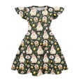 thumbnail image 3 of yuCgh Girls Easter Dress with Flutter Sleeves, A-Line T-Shirt Style Summer Party Dress, Lightweight & Comfortable Easter Dress for Kids,Army Green 110, 3 of 4