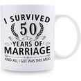thumbnail image 2 of 50th Wedding Anniversary Mugs for Couple Husband Wife - I Survived 50 Years of Marriage and All I Got Was This Mug - 50 Year Anniversary 11 oz Coffee Mug for Him Her, 2 of 6
