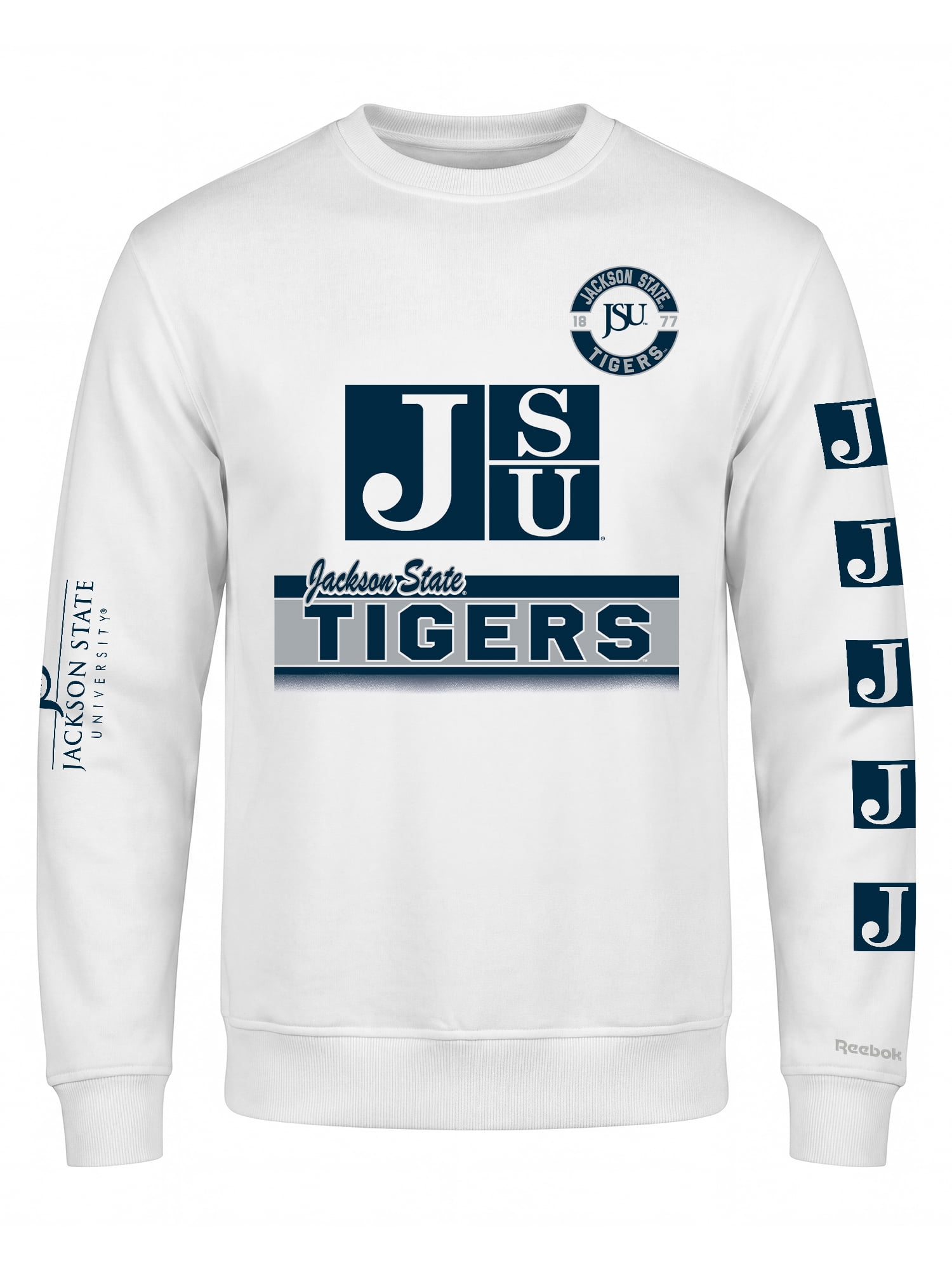 Jackson State Tigers Reebok Mens White Crew Sweatshirt