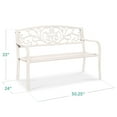thumbnail image 3 of Best Choice Products Outdoor Steel Bench Garden Patio Porch Furniture w/ Floral Design Backrest - White, 3 of 8
