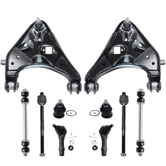 Detroit Axle - 10pc Front Lower Control Arm w/ Ball Joints, Inner Outer Tie Rods & Sway Bars for 2002 2003 2004 2005 Ford Explorer Sport Trac