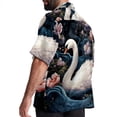 thumbnail image 3 of Swan Men's Short Sleeve Beach Shirts, Casual Printed Button Down Poplin Shirt Summer., 3 of 6