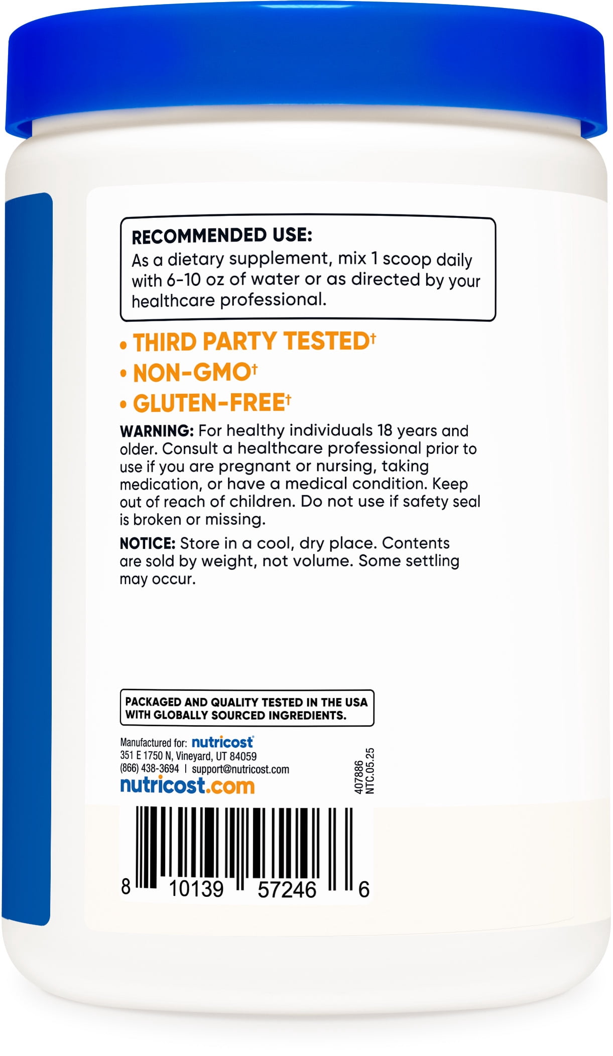 Nutricost N-Acetyl L-Cysteine (NAC) Powder Supplement, 500 Grams, 417 Servings
