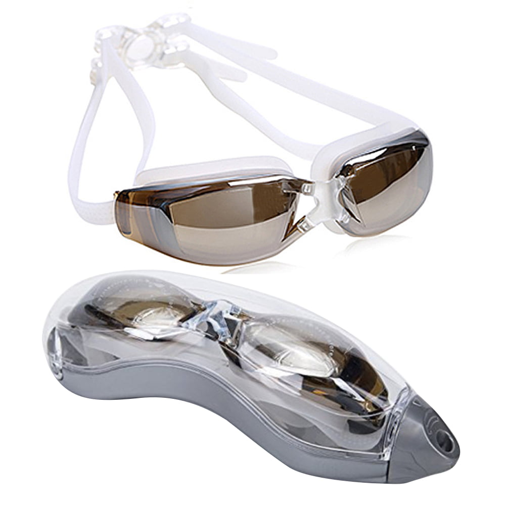 Swimming Goggles Swimming Glasses with Earplug Nose Clip Electroplate Waterproof 