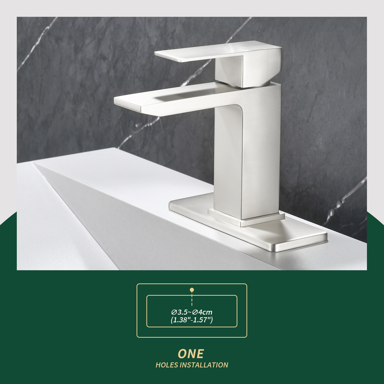 Cobbe Single-Handle Bathroom Sink Faucet for Vanity Waterfall Spout Design Single-Hole Installation With Pop-Up Drain Brushed Nickel