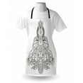 thumbnail image 3 of Mandala Apron Ethnic Henna Composition Asian Lotus Tibetian Tulips Sun Figures and Ribbons, Unisex Kitchen Bib Apron with Adjustable Neck for Cooking Baking Gardening, Black and White, by Ambesonne, 3 of 3