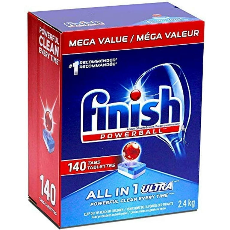 Finish Powerball Automatic Dishwasher Detergent, All in 1 Ultra Powerful  Clean, 2.4 KG - 140 Tabs Fresh 140 Count (Pack of 1)