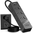 thumbnail image 1 of Multicontacto Regleta Extension Electrica con Protector Supresor de Picos de Voltaje, 1.8 M, Enchufe Plano, 6 Salidas y 4 USB (2 USB-C), Sleek Socket para Hogar y Oficina, 1 of 6