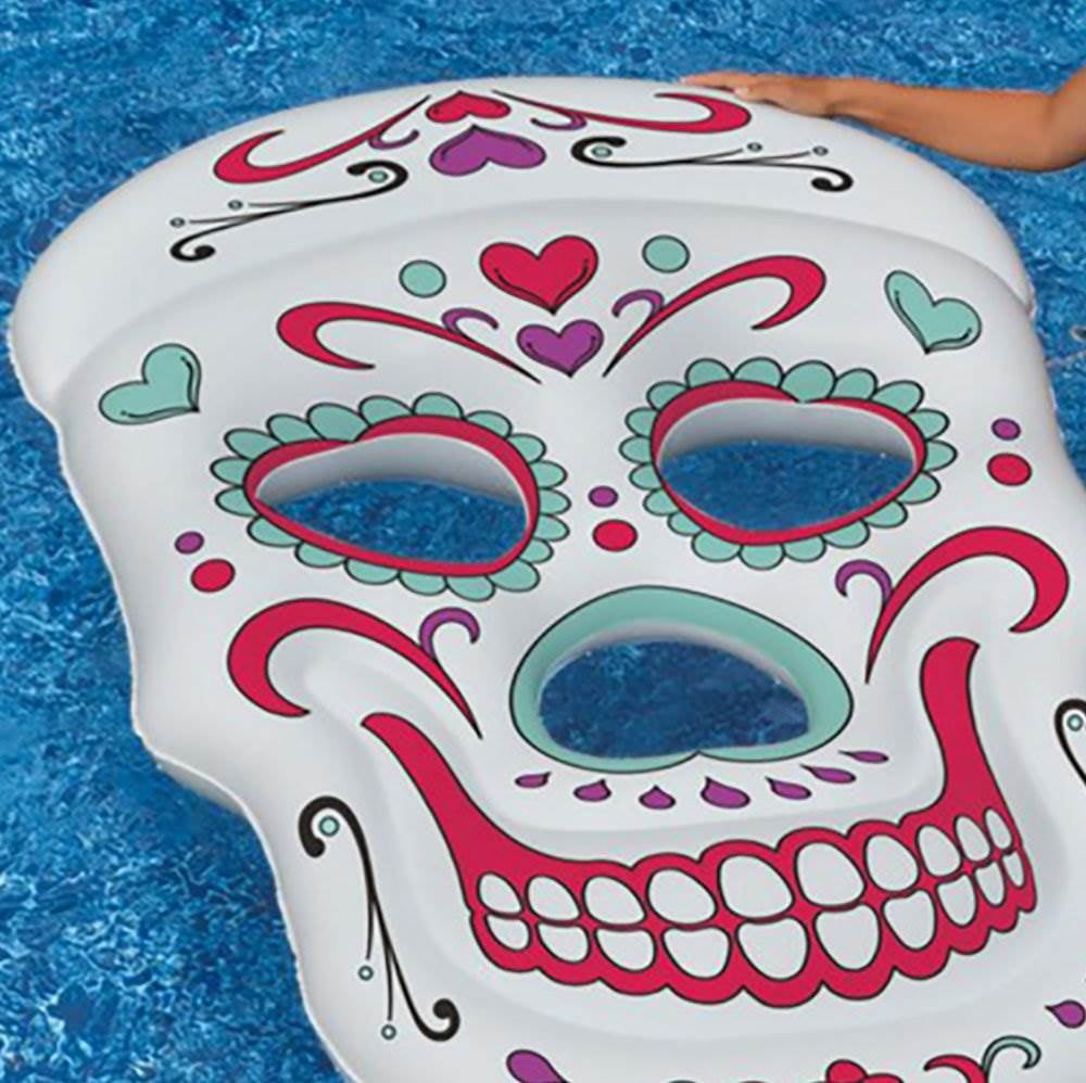 2 Pack Swimline Giant Inflatable 62-Inch Sugar Skull Swimming Pool Island Raft