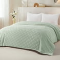 thumbnail image 6 of Whale Flotilla Fuzzy Fleece Queen Size Blanket for Bed, Soft Fluffy Jacquard Waffle Blankets for All Season, Lightweight and Warm, 90x90 Inch, Sage Green, 6 of 10