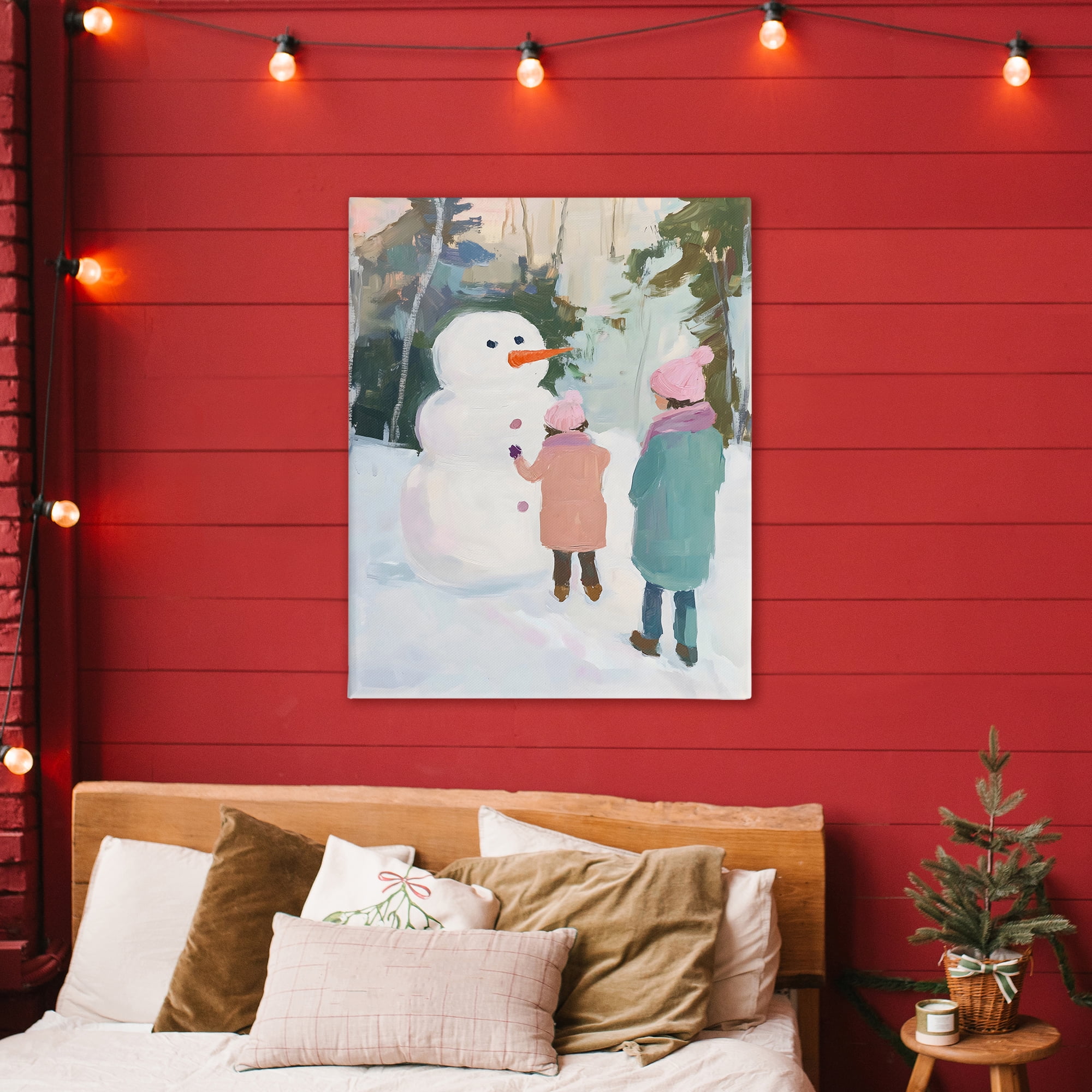 Stupell Industries Two Girls With Snowman Canvas Wall Art, design by The Prints Vibe