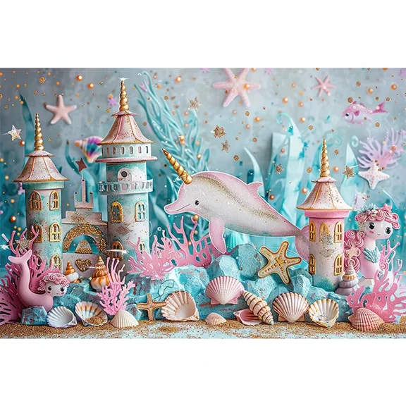Photography Backdrop Unicorn Castle ss Girl Adult Photocall rs Child Birthday Cake Smash Props Background