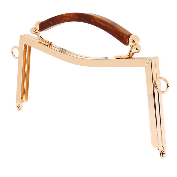 Bolso de mano de latón antiguo dorado con marco de arco de metal y cierre de beso Estilo 1-Gold