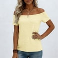 thumbnail image 3 of fatyb Womens off the Shoulder Tops Casual Short Sleeve Tee Shirts Summer Elegant Tshirts for Going Out, 3 of 6