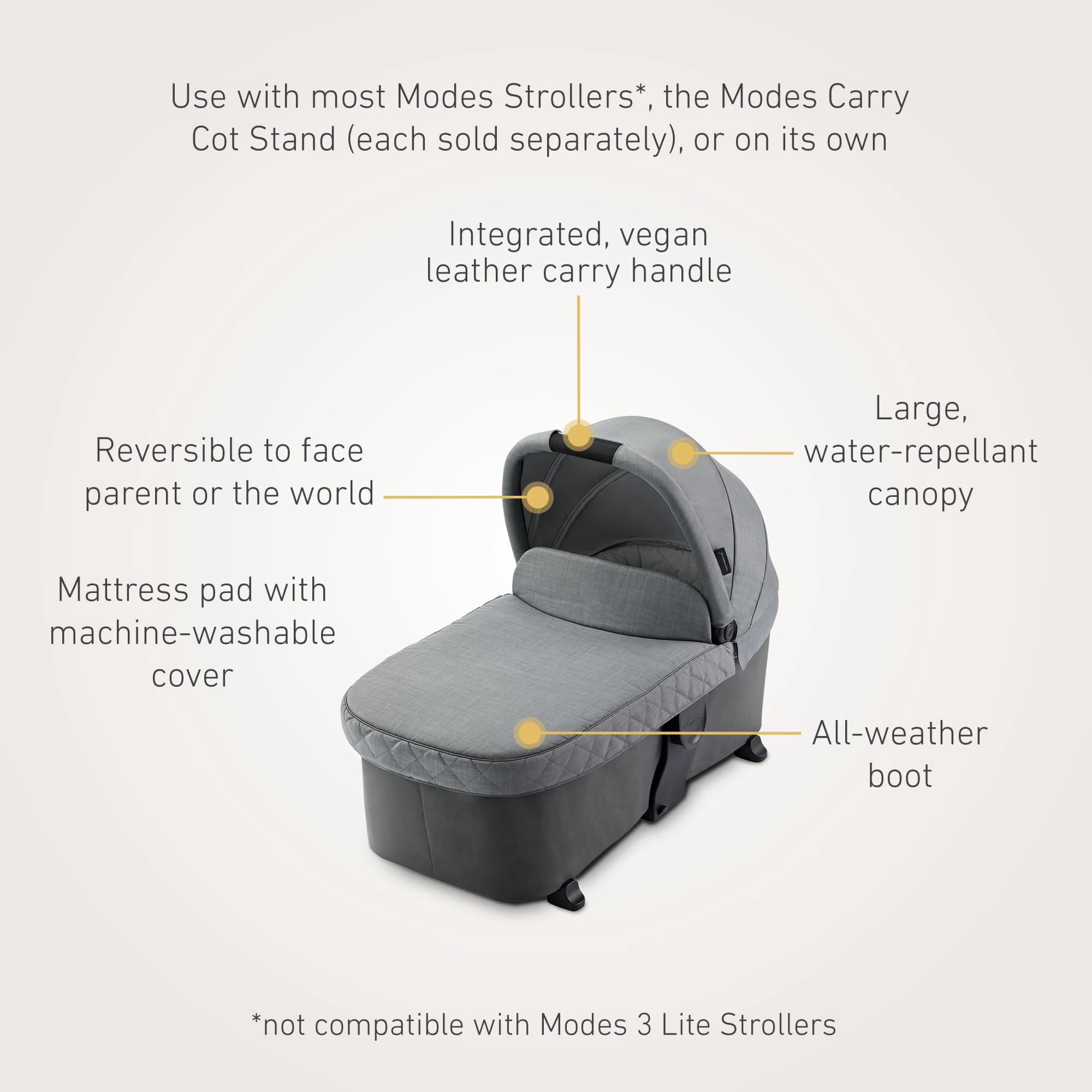 Graco Premier Modes Carry Cot, Midtown, Grey