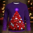 thumbnail image 2 of Feancey Mens Long Sleeve Holiday T Shirts Novelty Christmas Tree Print Crewneck Pullovers Big and Tall Fashion Xmas Graphic Tees Lightweight Sweatshirt Purple XXL, 2 of 6