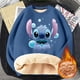 thumbnail image 2 of Sudadera de cuello redondo de Disney Stitch para adultos, sudaderas gruesas cálidas de Anime de dibujos animados, ropa de manga larga, regalo de cumpleaños lindo, Invierno, 2 of 4