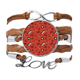 thumbnail image 1 of Record de notas musicales Rojo y negro Pulsera de cuero Negro trenzado pulsera de cuerda de amor Unbranded M, 1 of 3