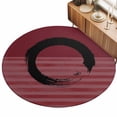 thumbnail image 2 of Round Area Rugs 4Ft, Red Striped Non-Slip Washable Circle Rugs Carpet, Black Geometric Vintage Stripes Ombre Indoor Outdoor Rug Floor Mats Throw Runner for Bedroom Living Room Bathroom, 2 of 8