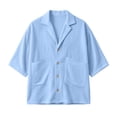 thumbnail image 4 of Lenpel Men's Button down Shirts Half Sleeve Deep V Neck Notched Collared Beach Vacation Shirts Casual Summer Tops with Pockets, 4 of 7