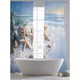 thumbnail image 6 of Sheer Curtains 96 Inches Long, Christmas Beach Light Filtering Window Curtains for Living Room, Blue Shell Starfish Conch Pine Cone Snow Rod Pocket Voile Sheer Curtain Drapes, 52"W x 96"L, 2 Panels, 6 of 8