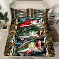 thumbnail image 2 of jejeloiu Big Bass Fish Twin Sheet Sets,Rustic Farmhouse Hunting Twin Fitted Sheet,Brown Fall Leaves Flat Sheet For Men Women,Ultra Soft Home Decor,3pcs, 2 of 7