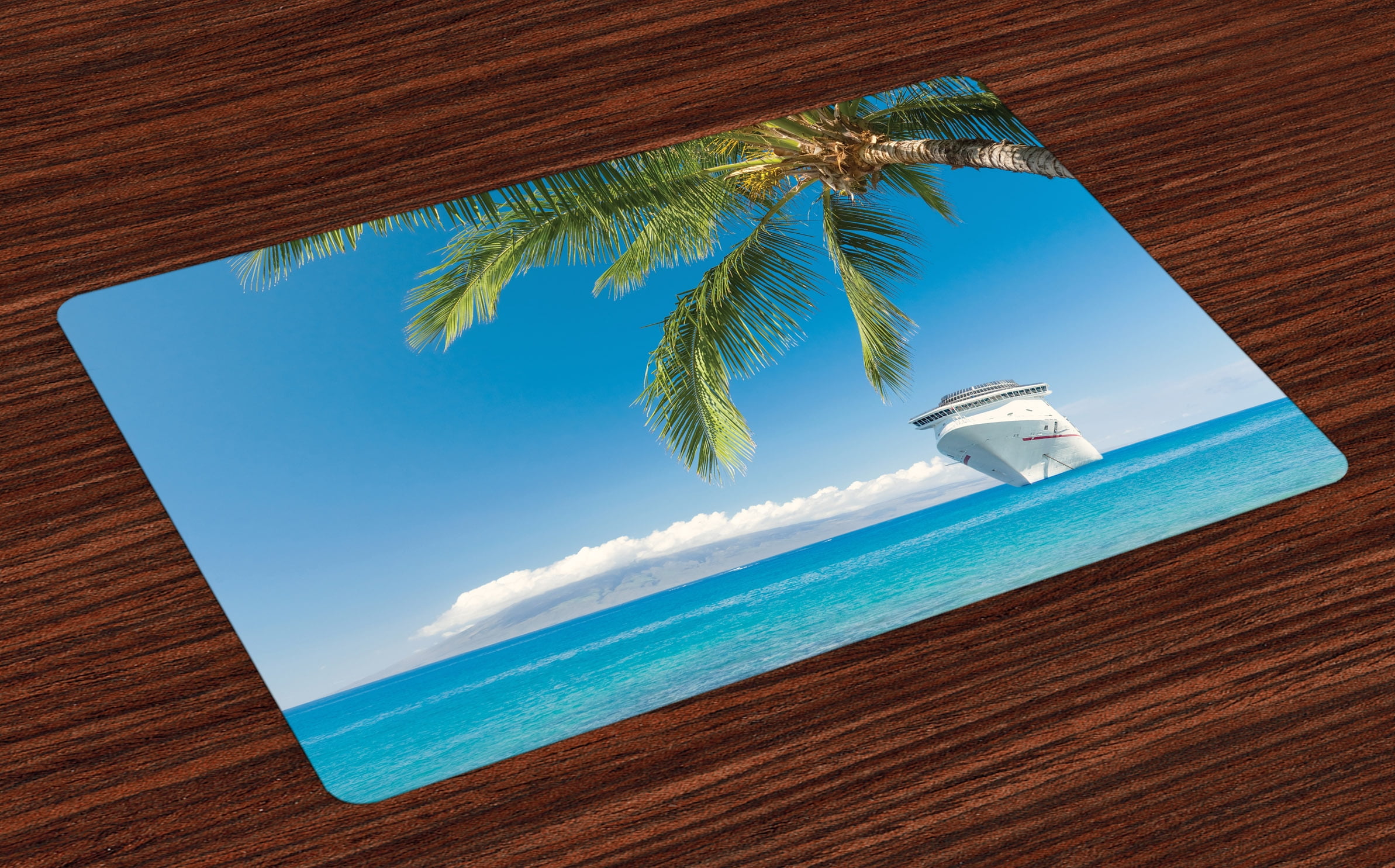 Nautical Placemats Set of 4 Large Cruise Ship Heads to Tropical Sandy