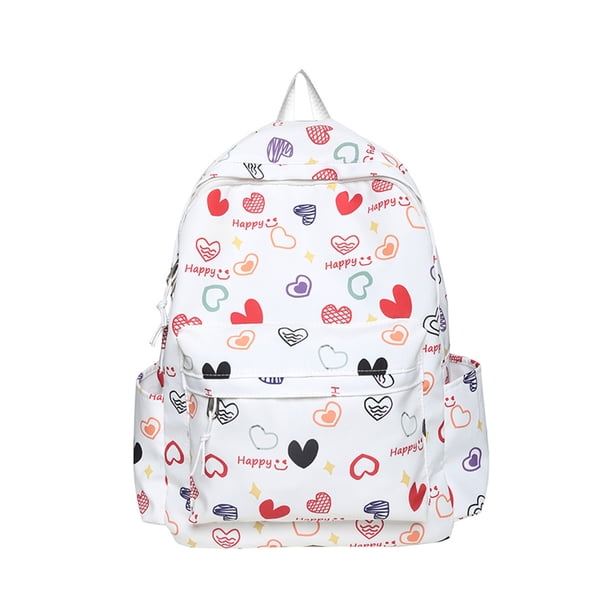 Qarigey Mochila floral pequeña artística Xiao Qing Qing para niñas, estudiantes de escuela primaria, mochila para niñas Mochilas Amor blanco