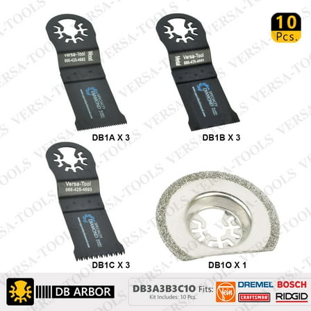 Versa Tool DB3A3B3C1O Universal Oscillating Saw Blade for Dremel Multi Max 10 PC