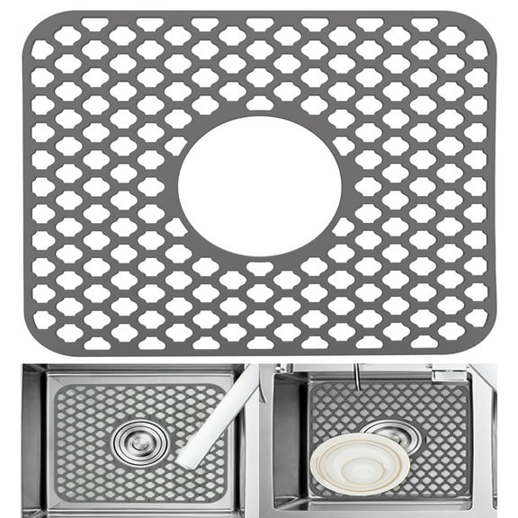 Grey Silicone Heat Resistant Sink Protector for Kitchen Sink- 13.4 X 11.6