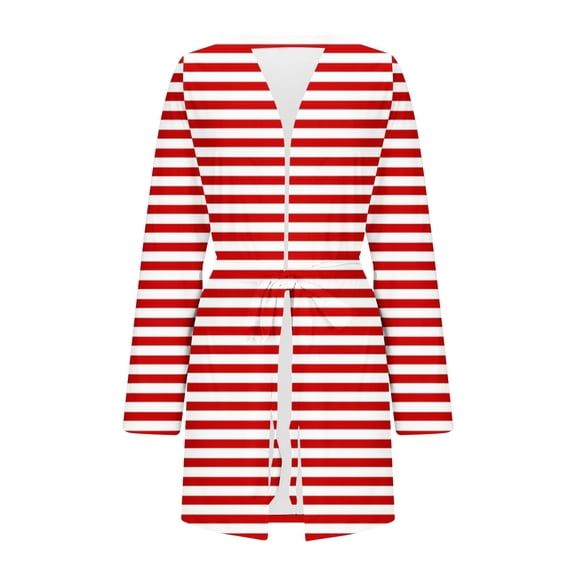 HUJlwoi Womens Robe Lightweight Long Sleeve Striped Plus Size Bathrobes Comfy Breathable Nightgown Fall Winter Loungewear