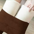 thumbnail image 6 of VEKDONE Thickened Plush Leggings for Women Solid Color High Waisted Stretchy Pant Slim Warm Long Pants Trendy Tummy Control Yoga Tights Coffee XL, 6 of 7