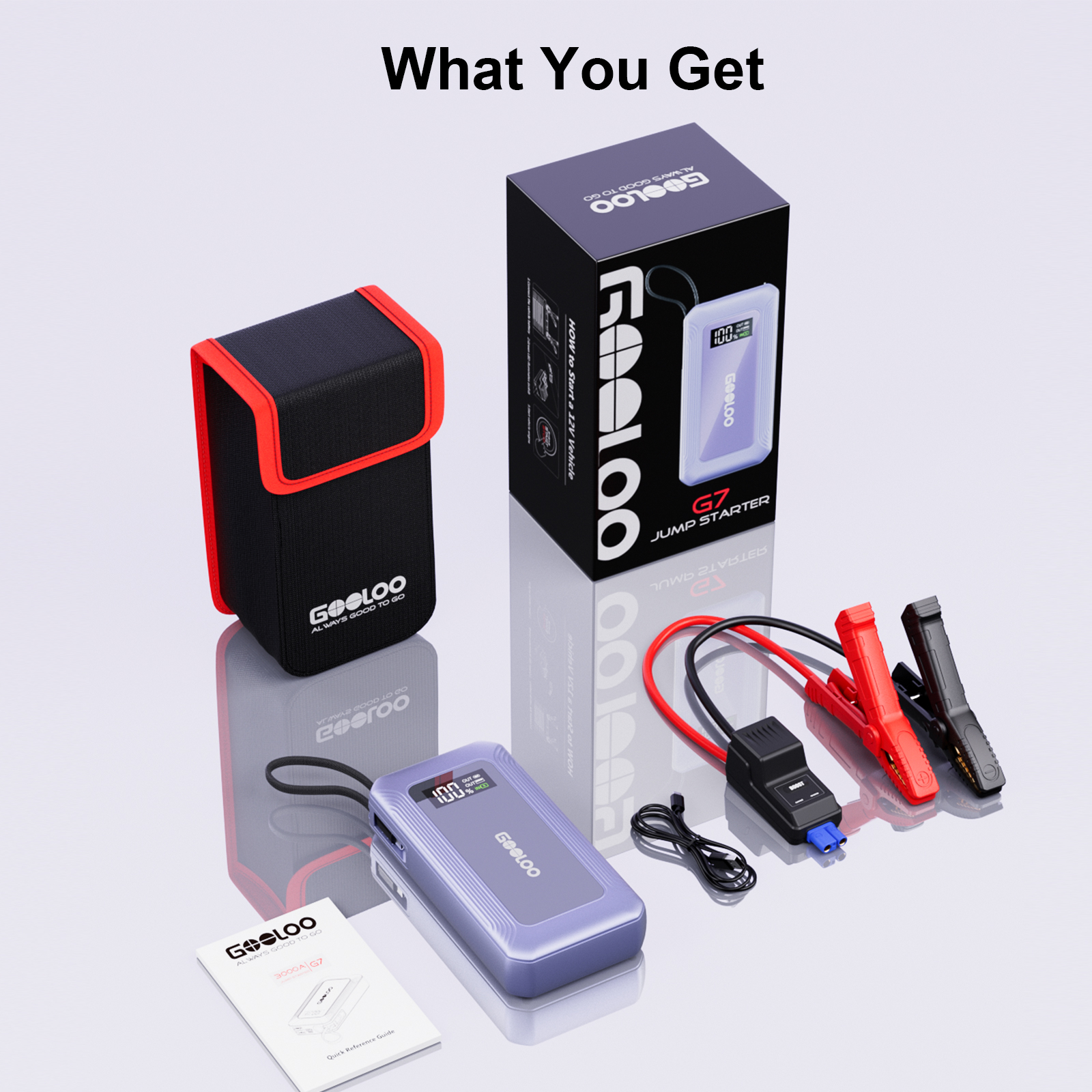 GOOLOO G7 3000A Jump Starter – Built-in Charging Cable That Forms Carry Loop, SuperSafe Lithium Jump Box, 45W USB-C Fast Charge, 12V Safe Battery Booster for Up to 8.5L Gas / 6.0L Diesel