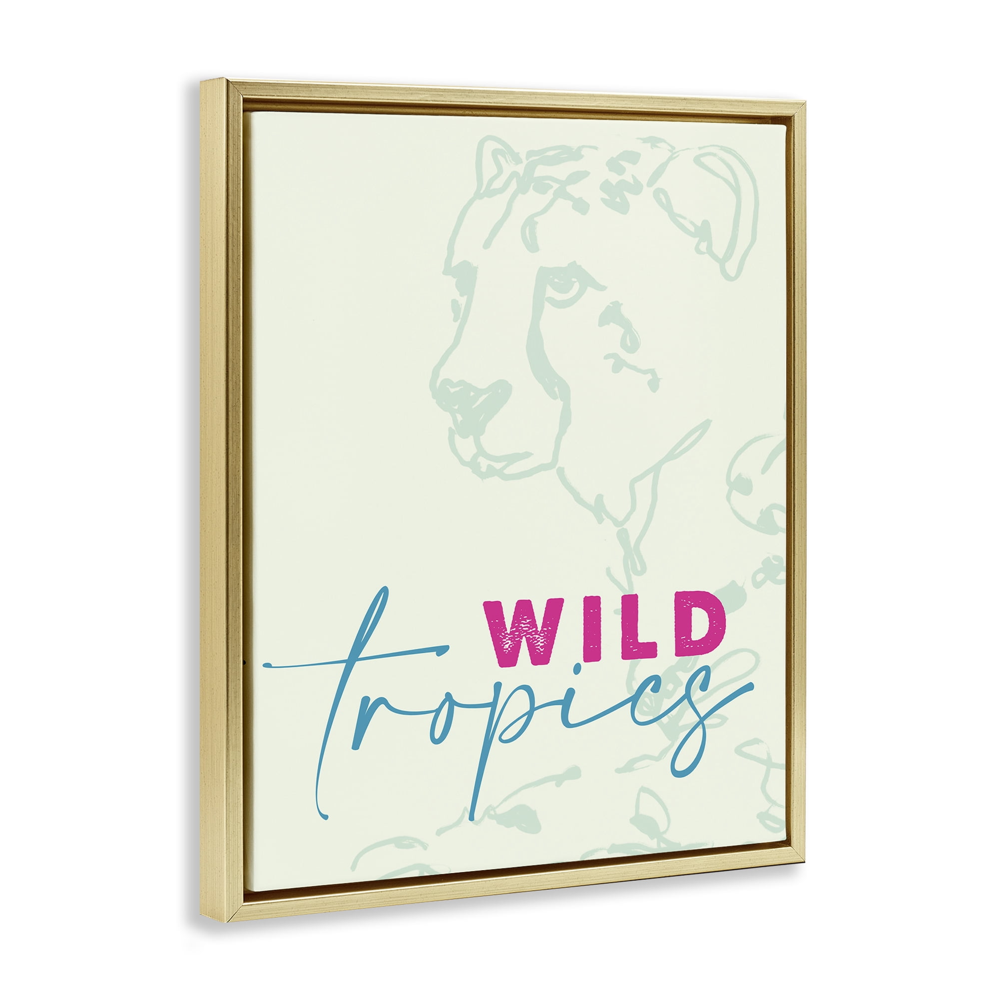 Stupell Industries Wild Tropics Cheetah Gold Framed Floater Canvas Wall Art, design by Lanie Loreth