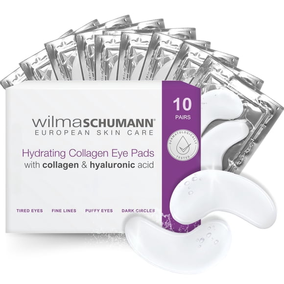 Parches de colágeno debajo de los ojos de WILMA SCHUMANN - Se enfoca en las ojeras, la hinchazón, reduce las líneas finas y las arrugas de los ojos hinchados - Paquete de 10 máscaras debajo de los ojo