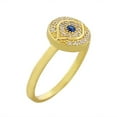 thumbnail image 2 of 925 Sterling Silver Yellow Gold-Tone White Blue CZ Evil Eye Protection Ring Band - Size 8, 2 of 2
