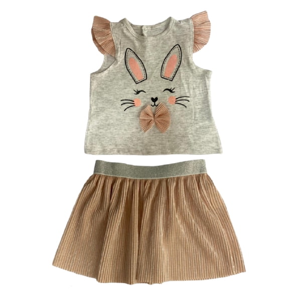 Conjunto Kiss Conejita Blusita Estampada y Falda para Bebé Talla 6 meses
