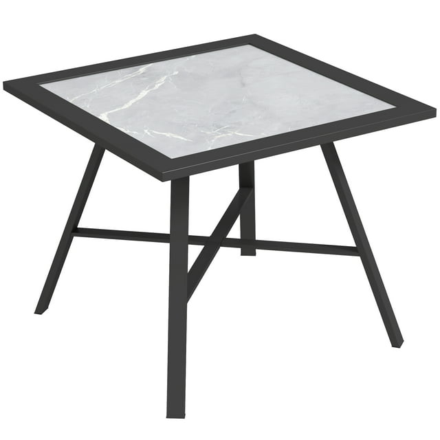 Outsunny Small Outdoor Side Table, Patio Side Table with SPC Tabletop for Garden, Patio, Lawn, Grey