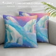 thumbnail image 3 of Polar Bear Reversible Print Pillow Covers " Pack of ,Nature Wild Animal Throw Cushion Covers,Watercolor Rainbow Dreamy Tie Dye Painting Couch Pillow Covers, 3 of 5