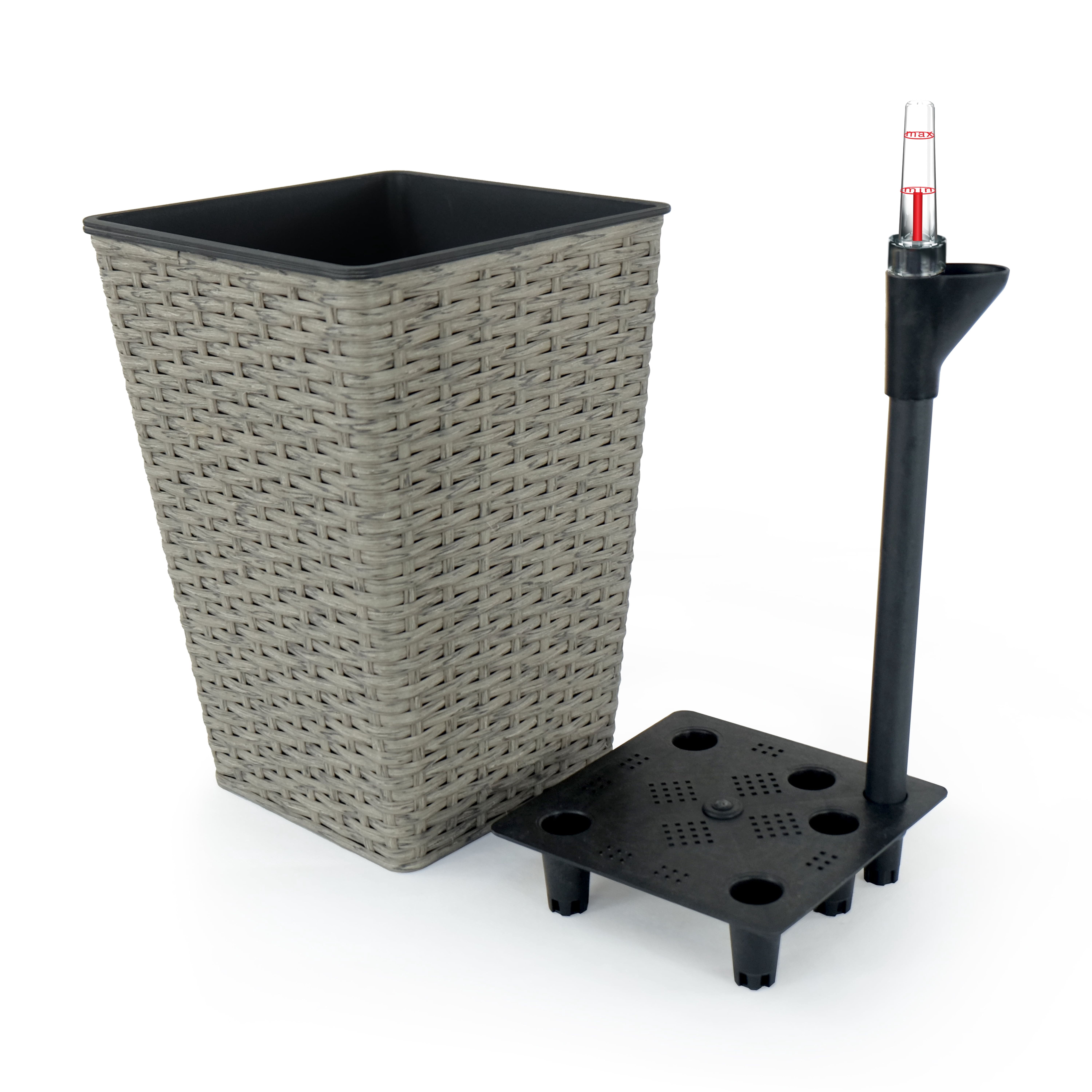 2 pack Smart Self-watering Square Planter for Indoor and Outdoor - Hand Woven Wicker