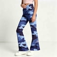 thumbnail image 5 of Spazoro Girls Flare Pants with Pockets, Button Closure Lightweight Relaxed Fit Camouflage Print Retro Bell‑Bottom Trousers for Street Daily Wear Blue Size 13-14, 5 of 7
