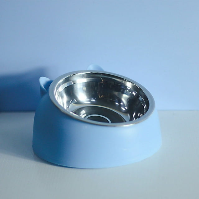 Bol pour Chat en Acier Inoxydable Net Celebrant Bol pour Chien Bol Double Protection de la Colonne Cervicale Bol pour Chat Bassin Alimentaire Explosif Oblique Fournitures pour Chat